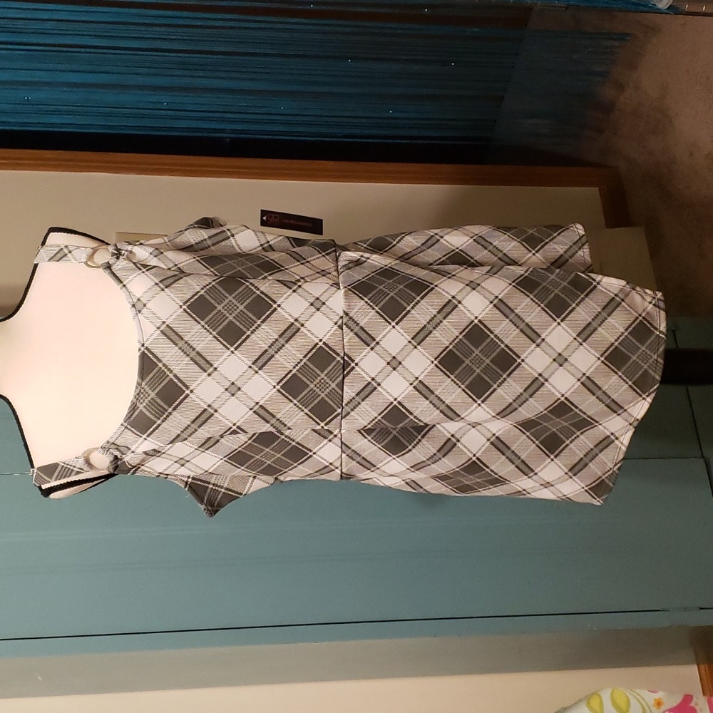 NoBo Green/White Plaid Romper XXL (19) NWT